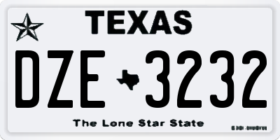 TX license plate DZE3232