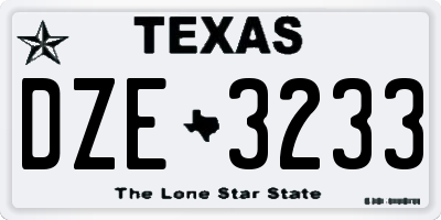 TX license plate DZE3233
