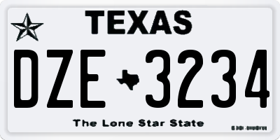 TX license plate DZE3234