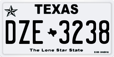 TX license plate DZE3238