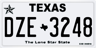 TX license plate DZE3248