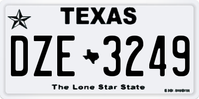 TX license plate DZE3249