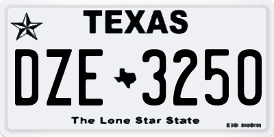 TX license plate DZE3250