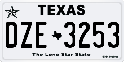TX license plate DZE3253