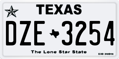 TX license plate DZE3254