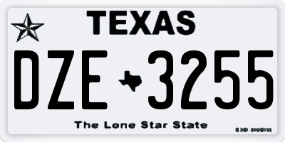 TX license plate DZE3255