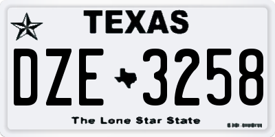 TX license plate DZE3258