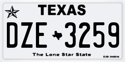 TX license plate DZE3259