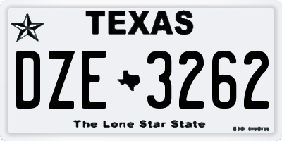 TX license plate DZE3262