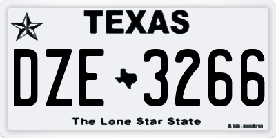 TX license plate DZE3266