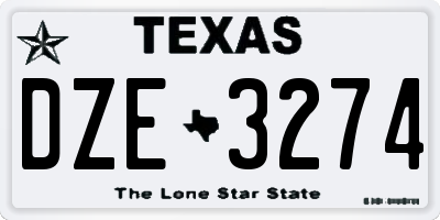 TX license plate DZE3274