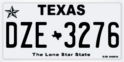 TX license plate DZE3276