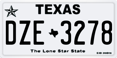 TX license plate DZE3278