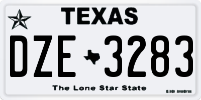 TX license plate DZE3283