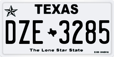 TX license plate DZE3285