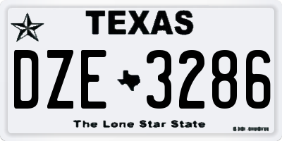TX license plate DZE3286
