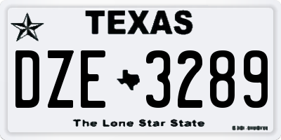 TX license plate DZE3289