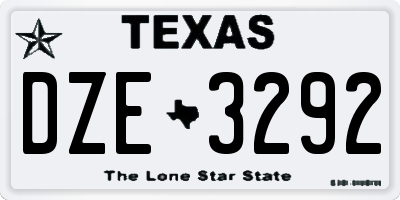 TX license plate DZE3292