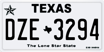 TX license plate DZE3294