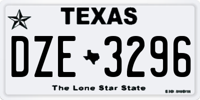 TX license plate DZE3296