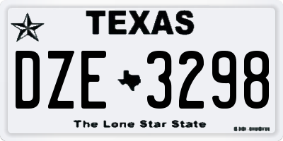 TX license plate DZE3298