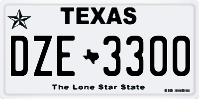 TX license plate DZE3300