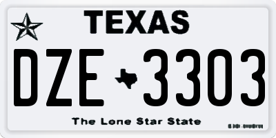 TX license plate DZE3303