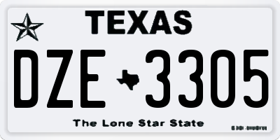 TX license plate DZE3305