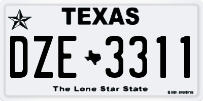 TX license plate DZE3311