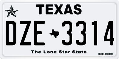 TX license plate DZE3314