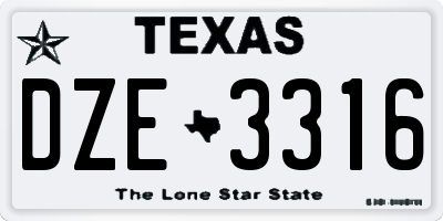 TX license plate DZE3316