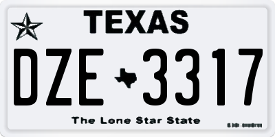 TX license plate DZE3317