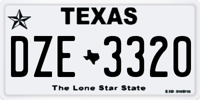 TX license plate DZE3320