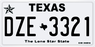TX license plate DZE3321