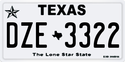 TX license plate DZE3322