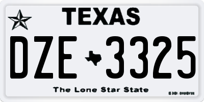TX license plate DZE3325