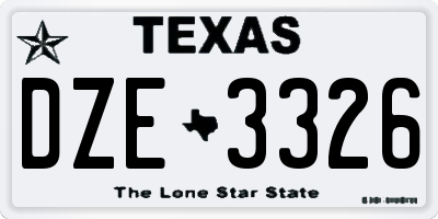 TX license plate DZE3326