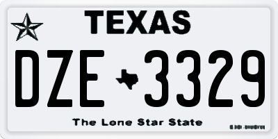 TX license plate DZE3329
