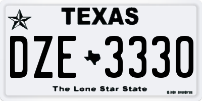 TX license plate DZE3330