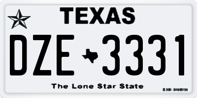 TX license plate DZE3331