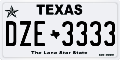 TX license plate DZE3333