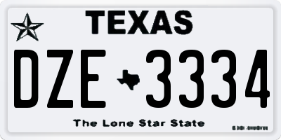 TX license plate DZE3334
