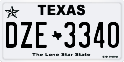 TX license plate DZE3340