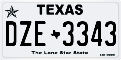 TX license plate DZE3343