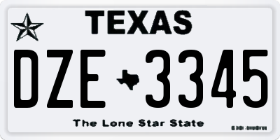 TX license plate DZE3345