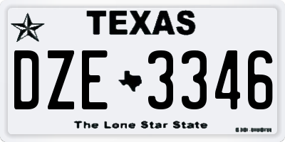 TX license plate DZE3346