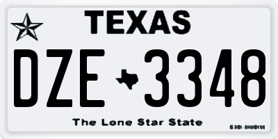 TX license plate DZE3348