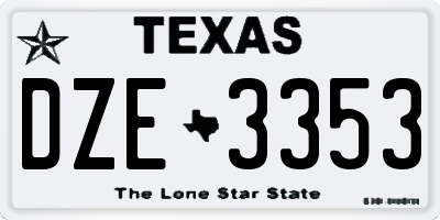 TX license plate DZE3353