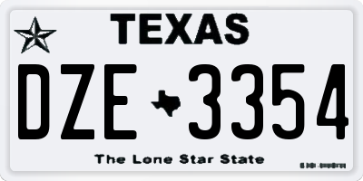 TX license plate DZE3354