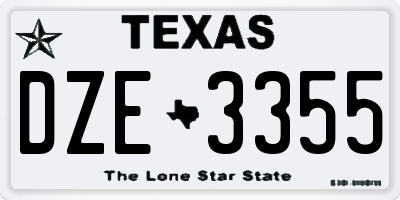 TX license plate DZE3355